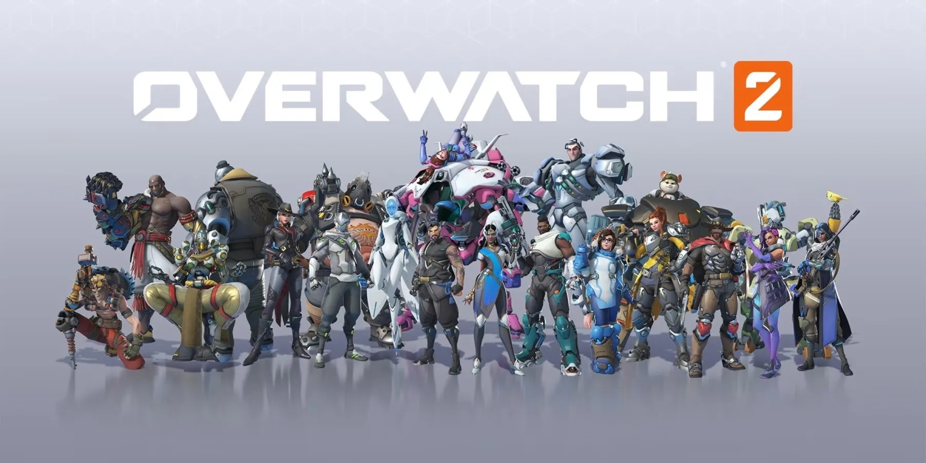 heroes of overwatch 2 posing under the game’s logo