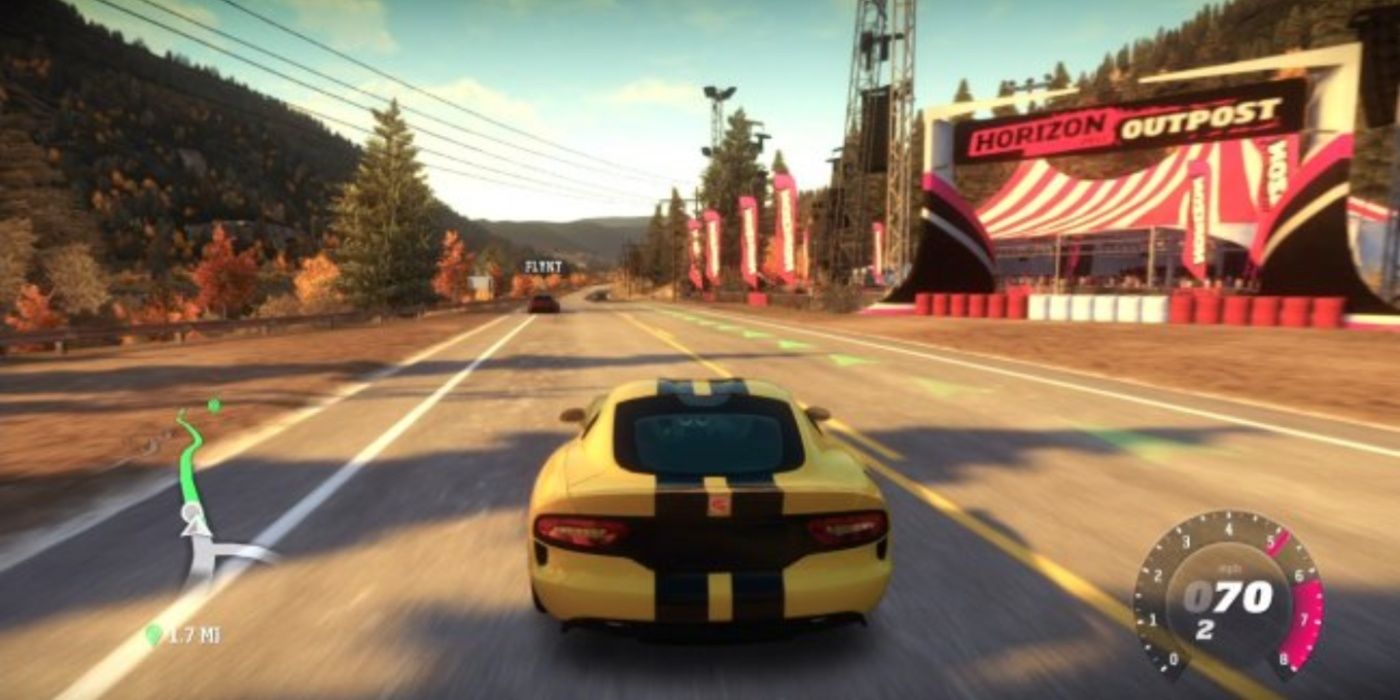 Forza Horizon 1 voiture jaune sur une route