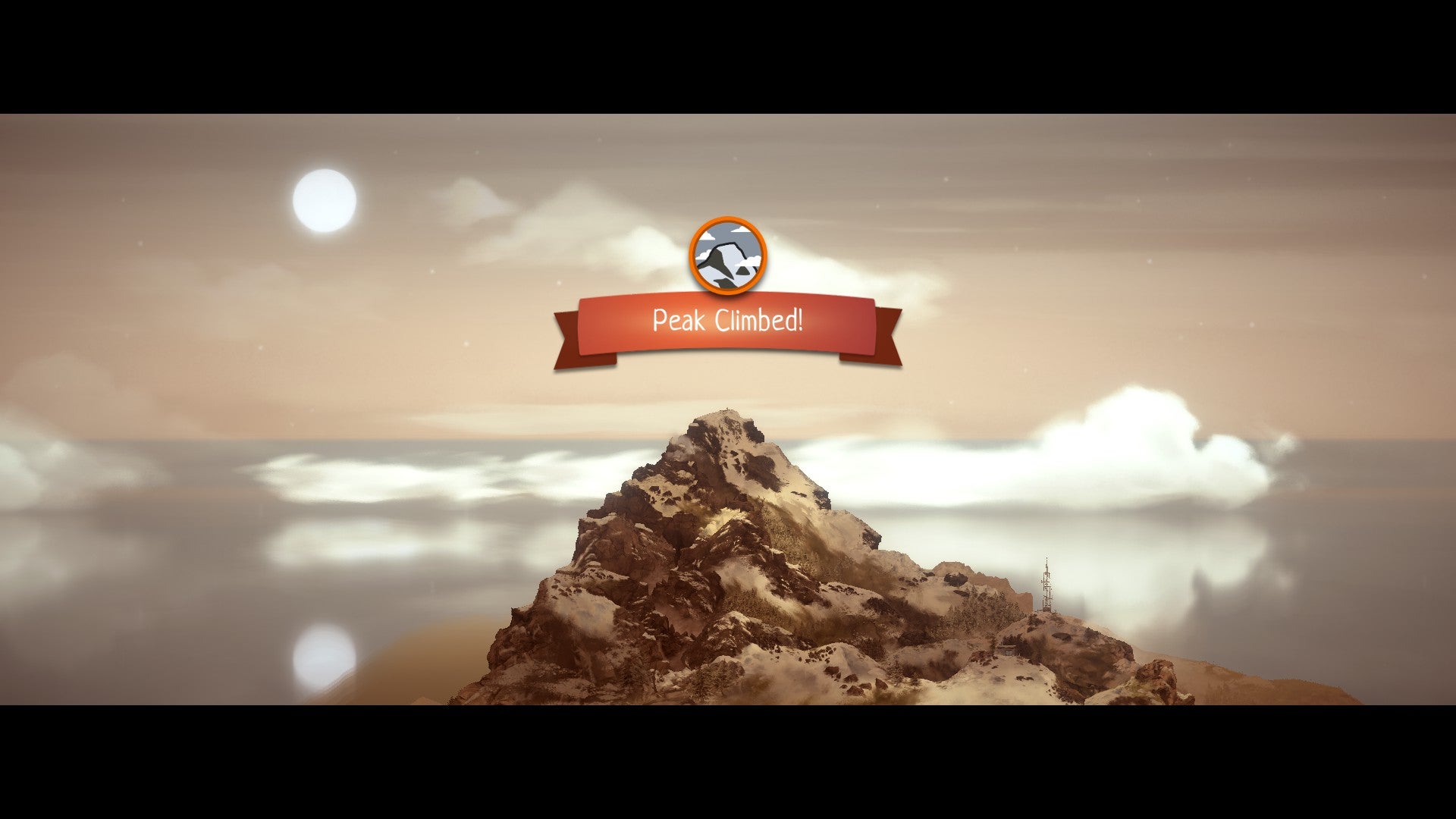 Screenshot di A Highland Song che mostra lo schermo raggiunto in cima a una montagna alta