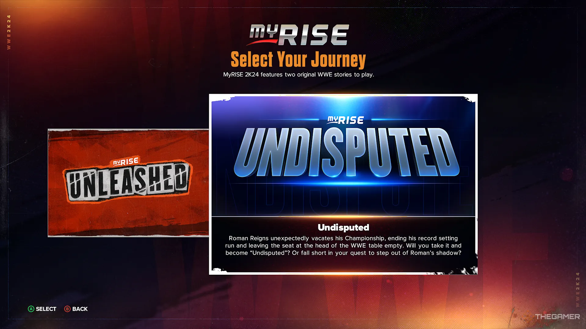 WWE 2K24 Screenshot Of MyRise Select Your Journey