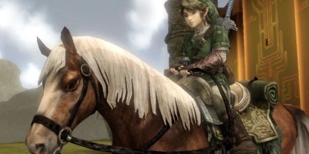 Link riding atop Epona