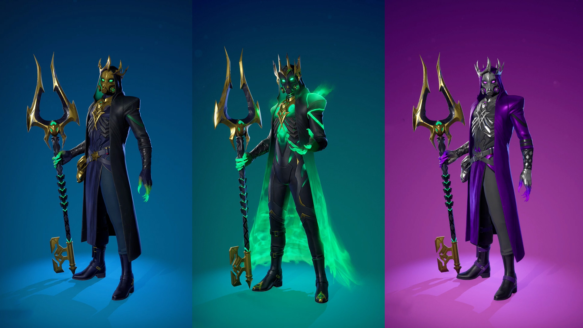 Fortnite Myths & Mortals Hades, Dark Transformation Hades, and Lethean Hades skins