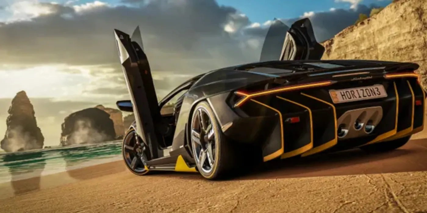 Forza Horizon 3 voiture noire garée sur une plage