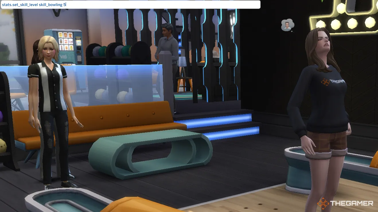 Sims 4에서 Max 스킬로 볼링 스킬을 설정하는 치트 콘솔
