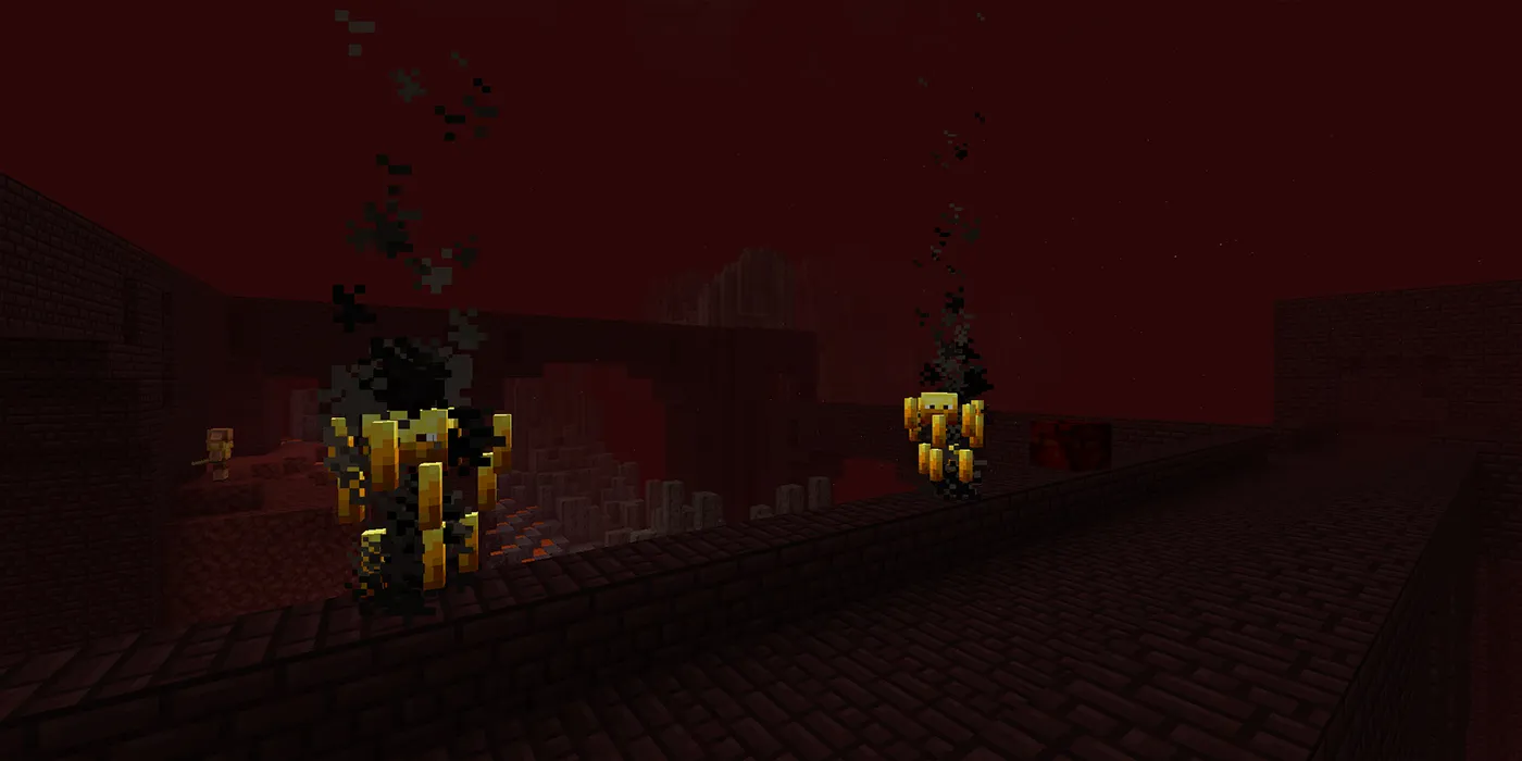 Блэйз и Магма-куб в подземной крепости Minecraft