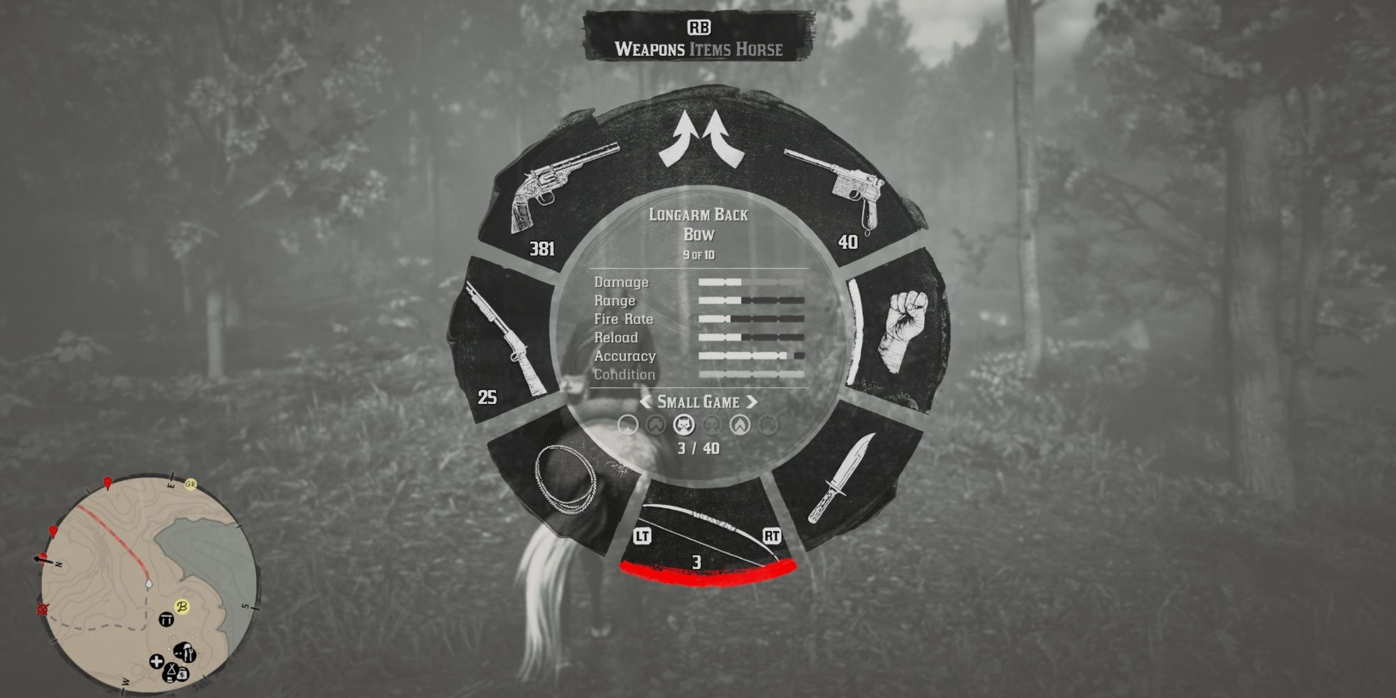 bow with small game arrows equipping red dead redemptin 2