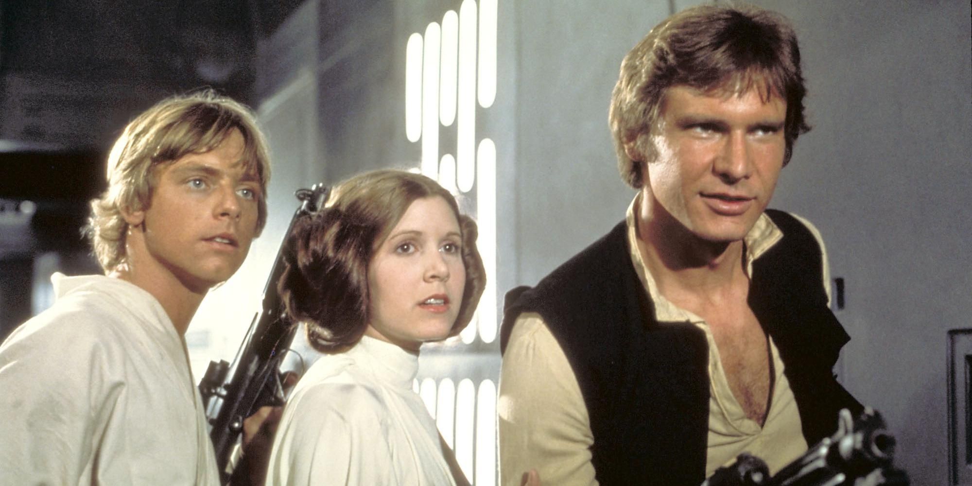 Luke, Leia et Han dans Star Wars: Un nouvel espoir