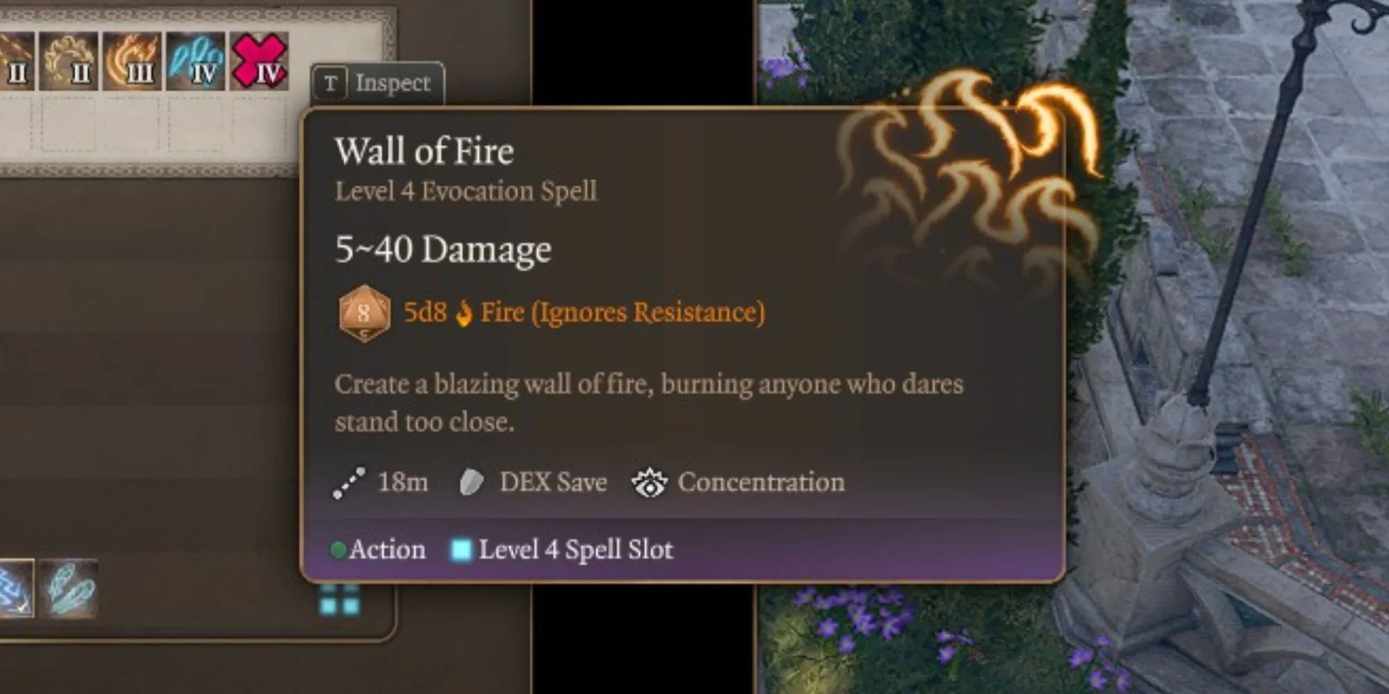 El hechizo Pared de Fuego en Baldur's Gate 3