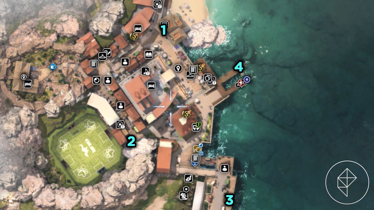 FF7 리버스 코스타 델 솔(Costa del Sol) 지도에 번호가 붙은 지도