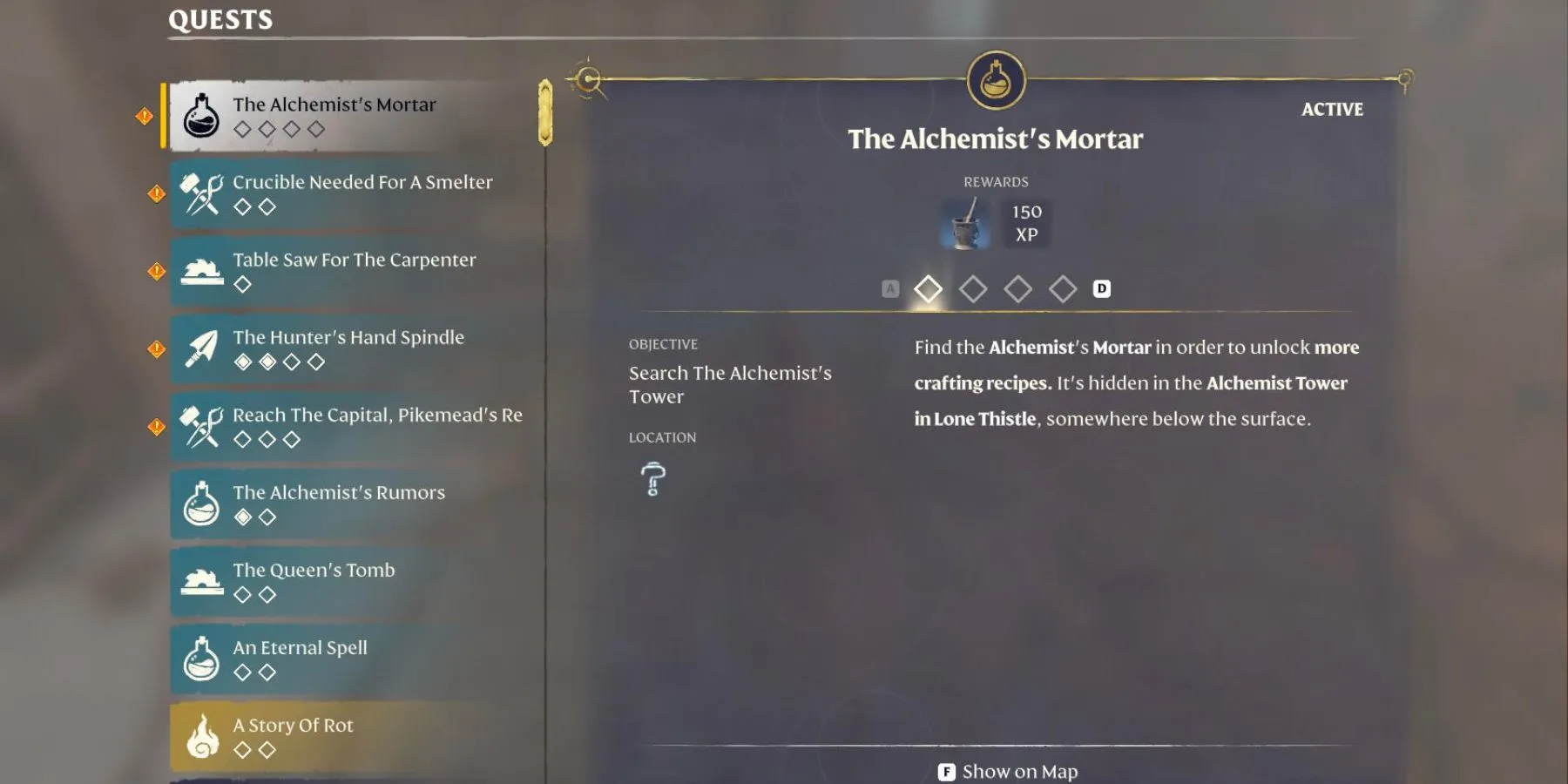 alchemist's mortar quest enshrouded