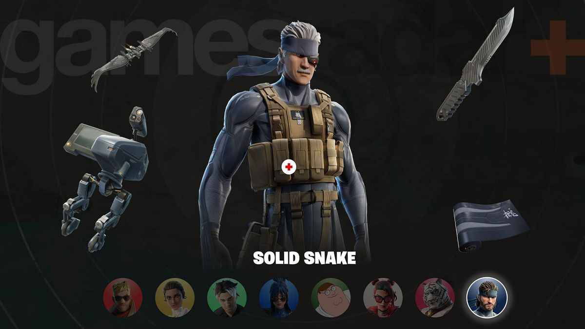 Fortnite Solid Snake rewards shown on the Battle Pass website