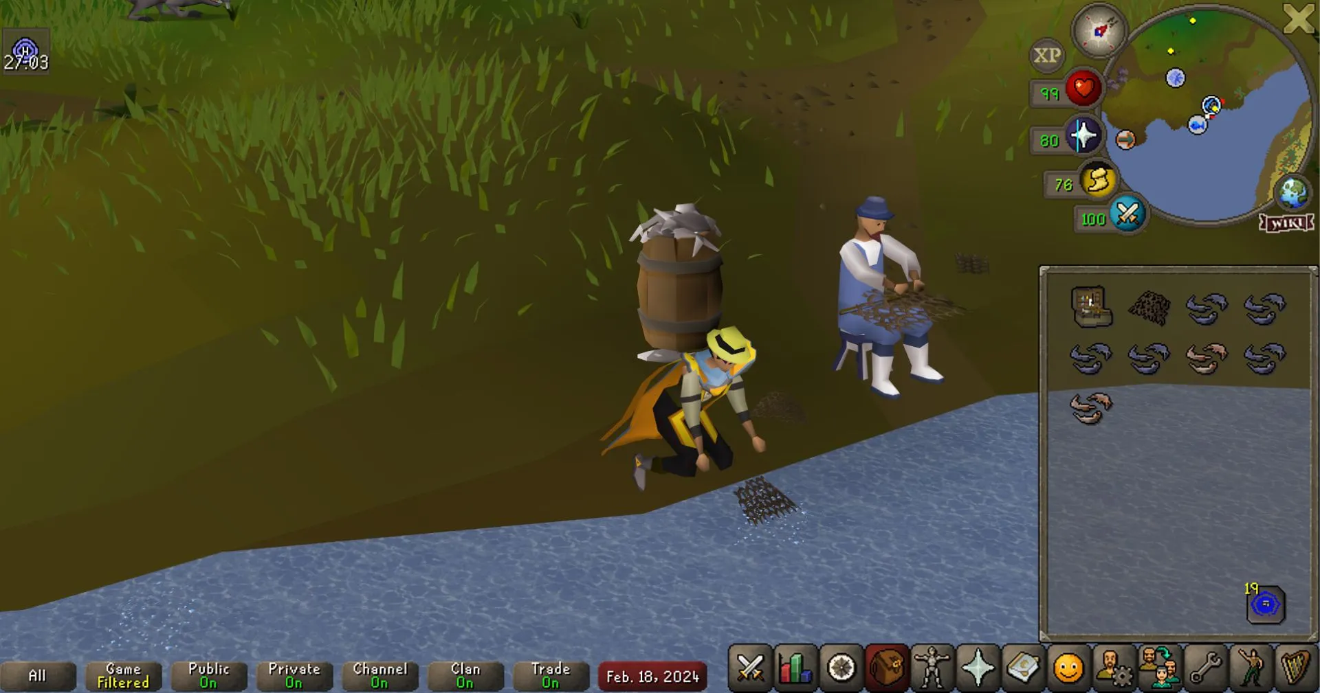 Osrs - A player fishing for shrimp and anchovies.