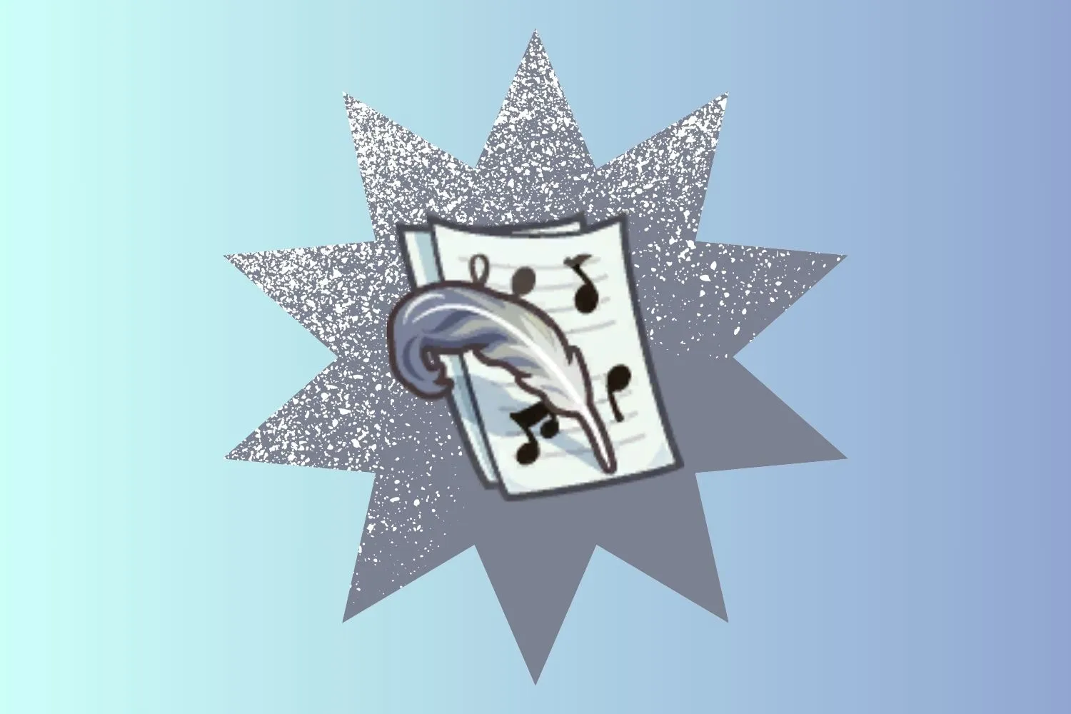 Un'icona che rappresenta le pagine di una partitura che fluttuano su uno sfondo blu.