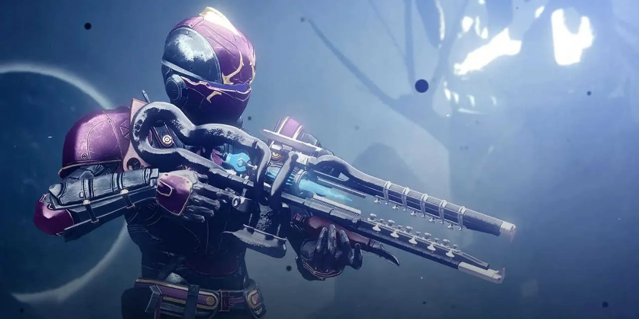 Destiny 2 A Guardian Wields Ager’s Scepter Exotic Trace Rifle.