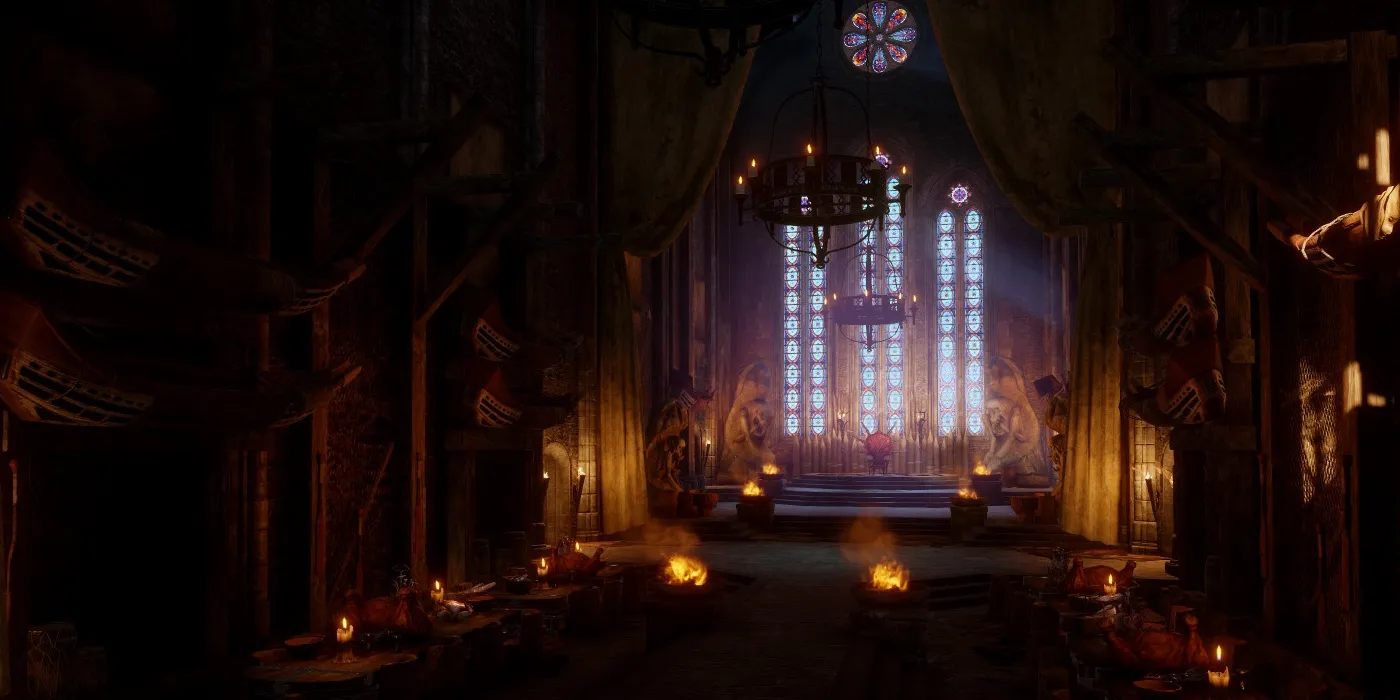 Salle du trône à Fort-Céleste dans Dragon Age Inquisition.