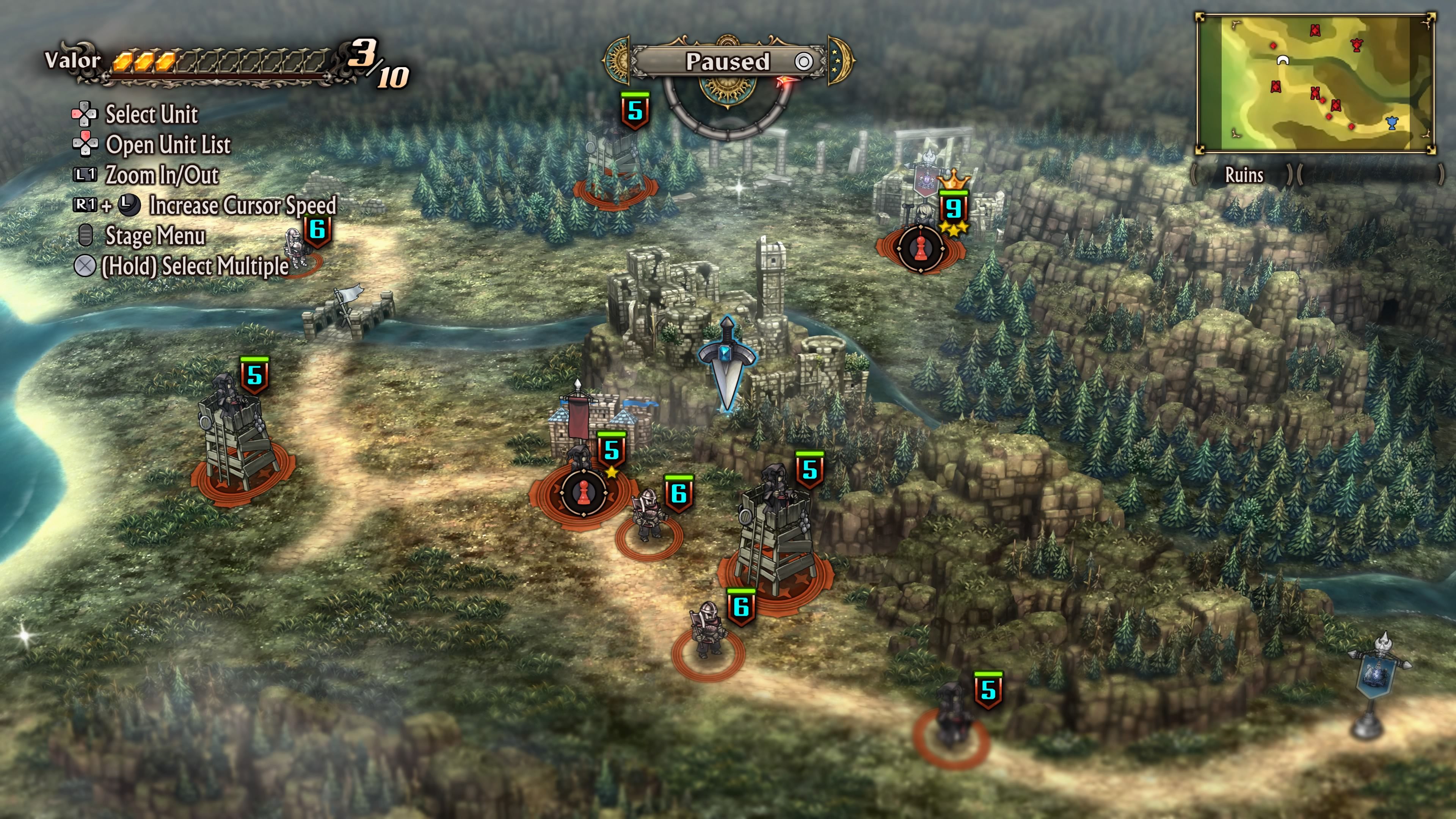 Una vista general del campo de batalla del Hechicero Auto-depreciativo en Unicorn Overlord