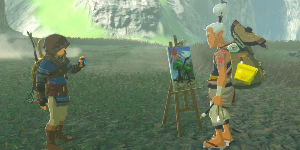 Pikango and Link in Zelda: Breath of the Wild.