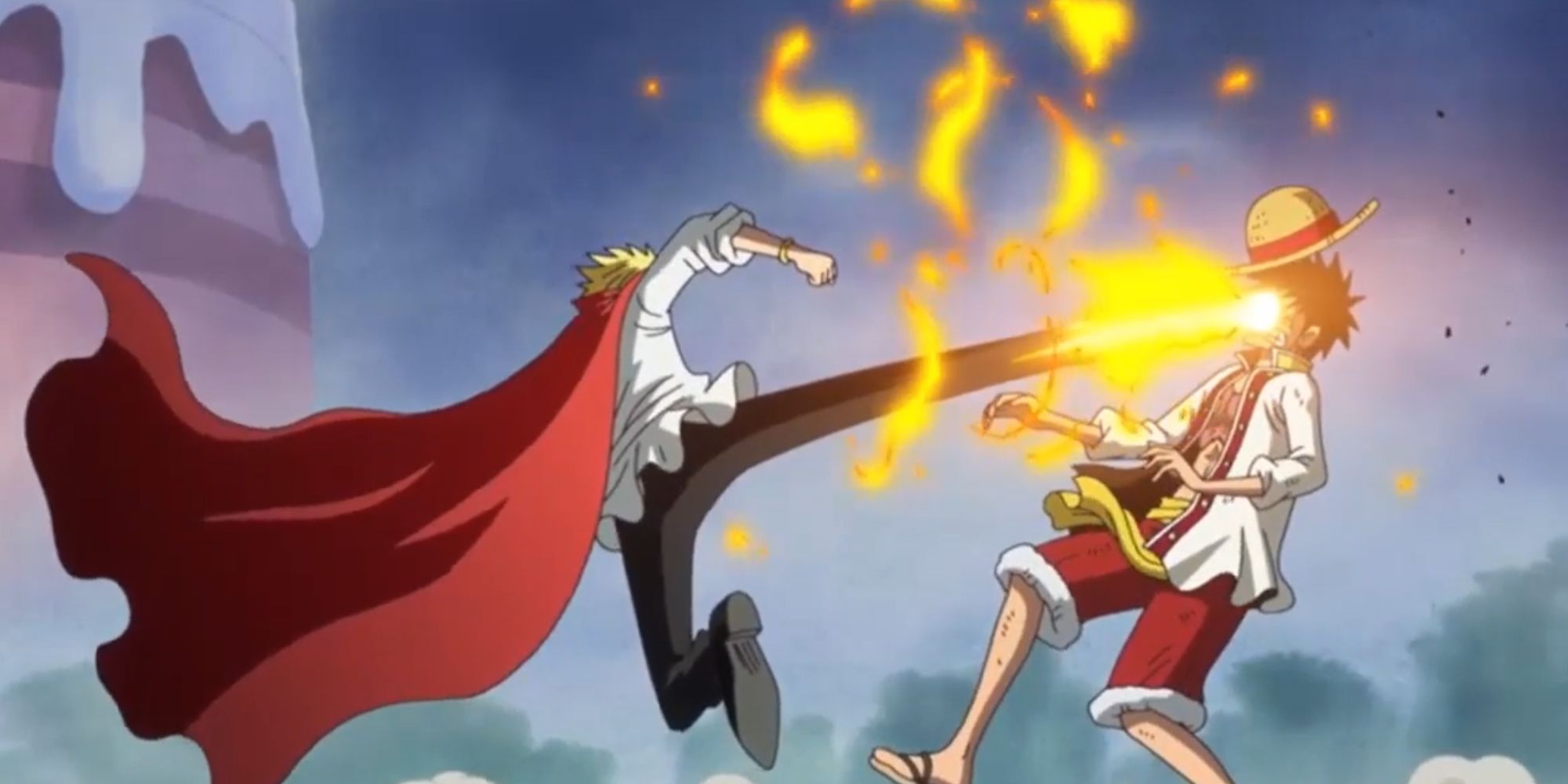 Sanji attacks Luffy