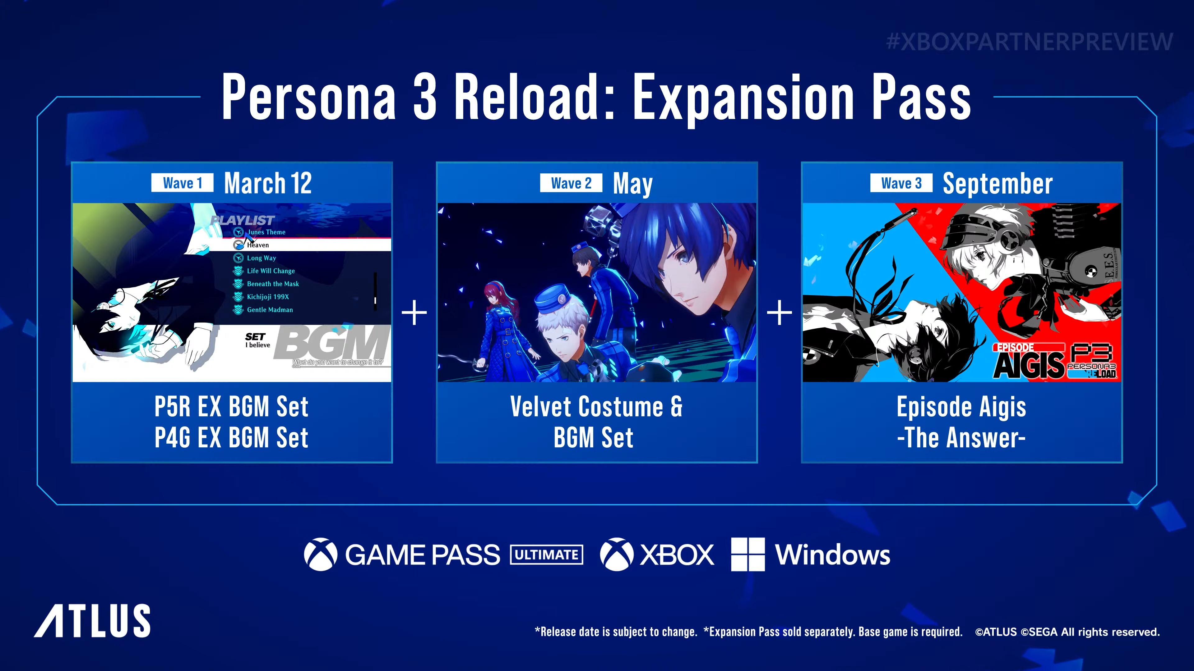 Dettagli delle tre onde del passaggio dell'espansione di Persona 3 Reload