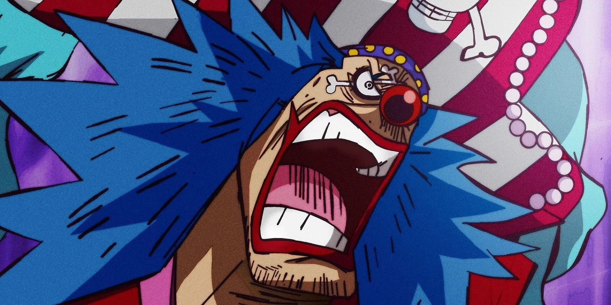 Buggy gritando em One Piece
