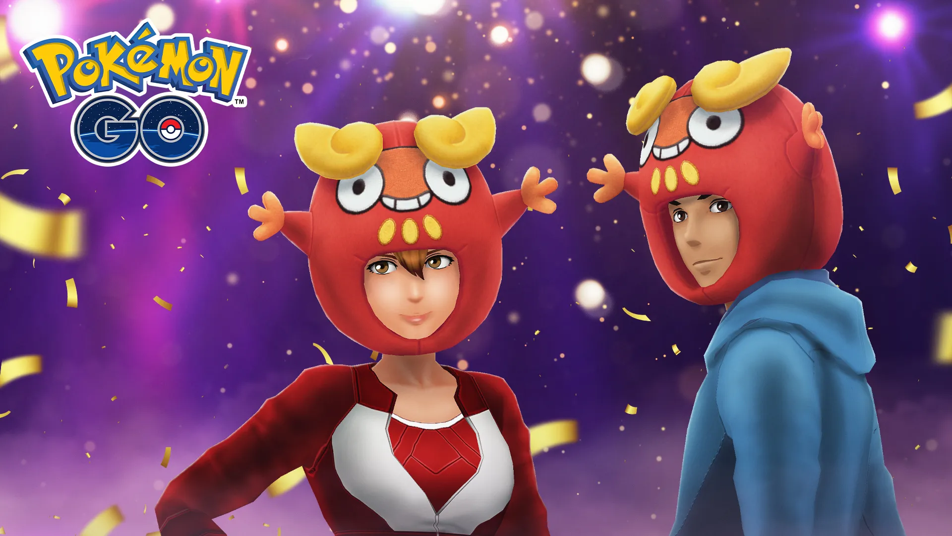 Two Pokemon Go avatars, both wearing Darumaka Hats