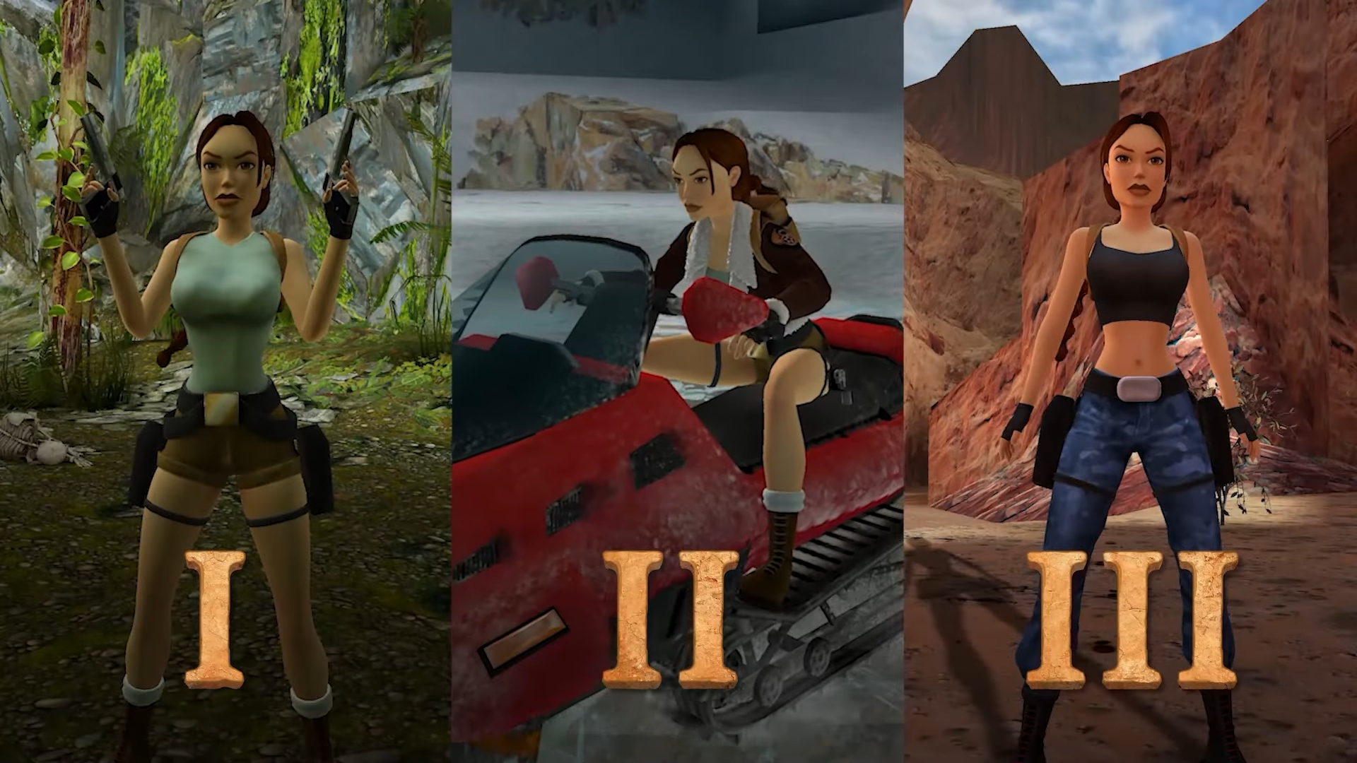 Lara Croft in Tomb Raider 1, 2 e 3 Remastered