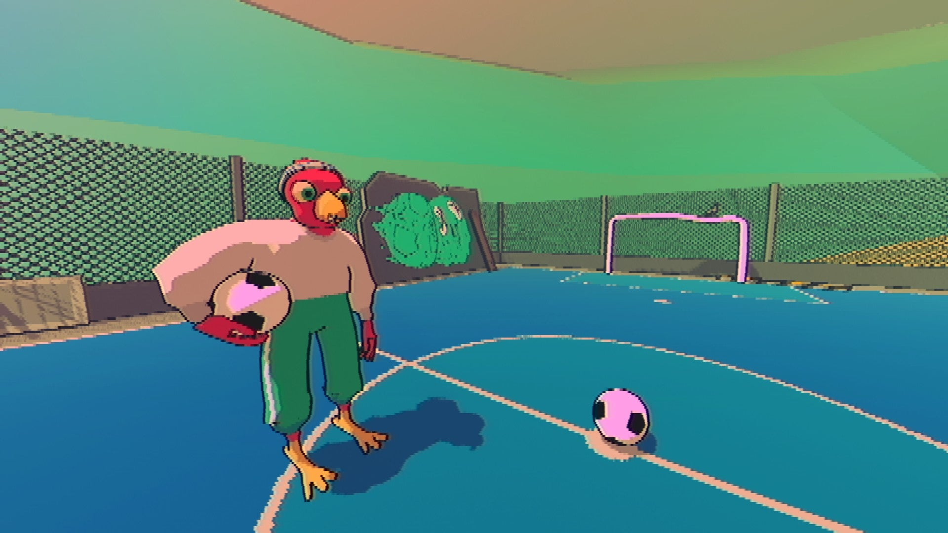 Sludge Life 2, на заднем плане антропоморфная птица на футбольном поле