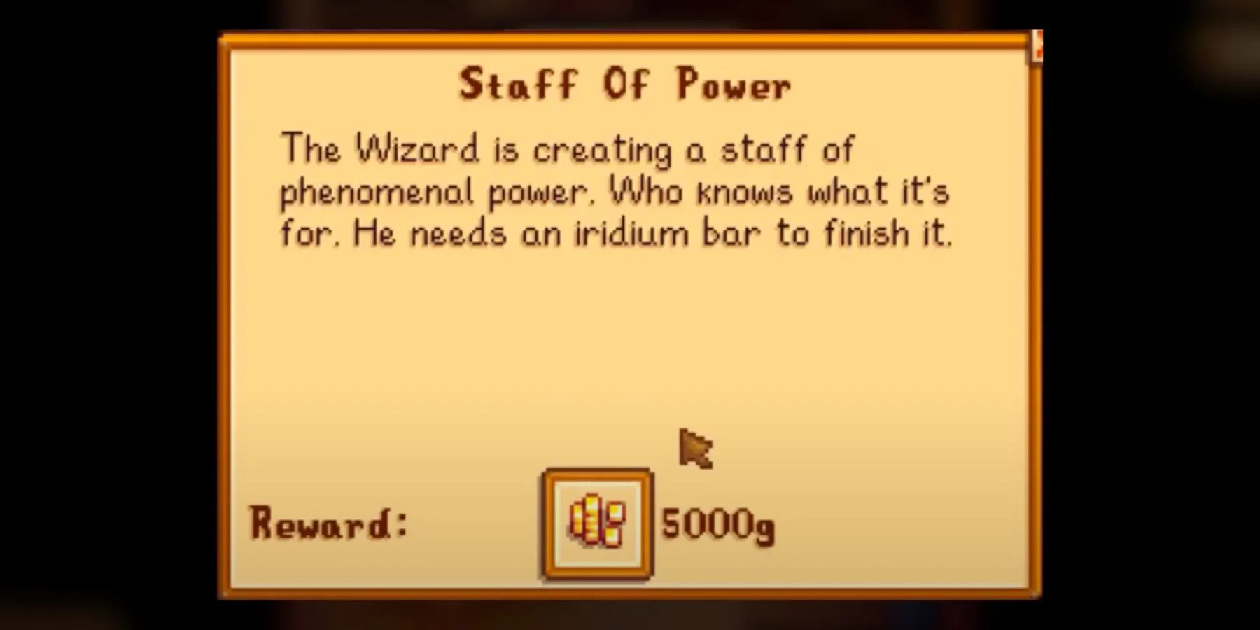 the rewards for the Staff of Power quest