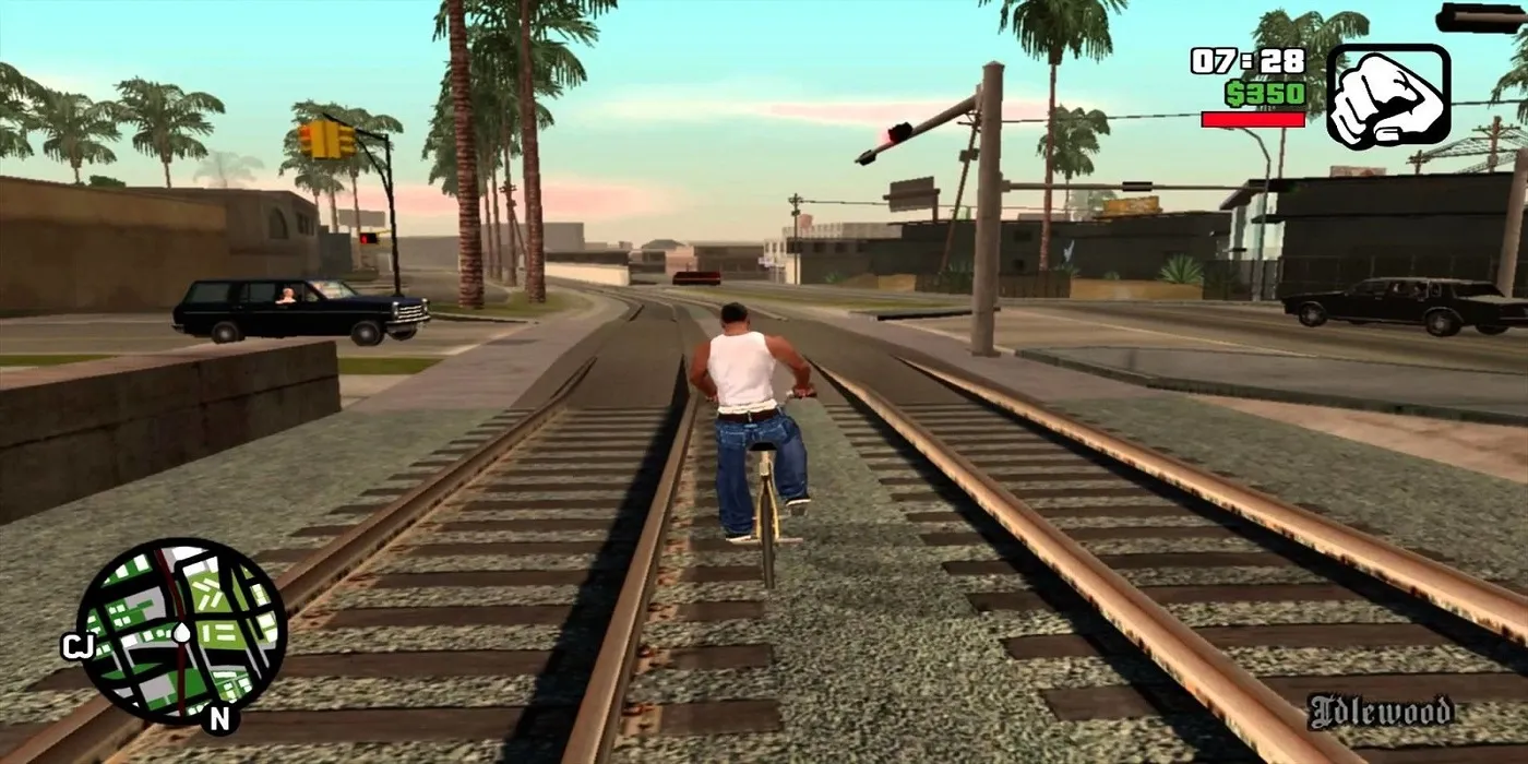 Grand Theft Auto: San Andreas Biking on train tracks