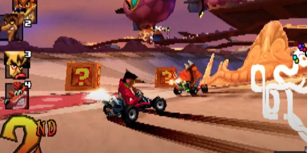 Dingo drifting next to Cronk in Crash Team Racing