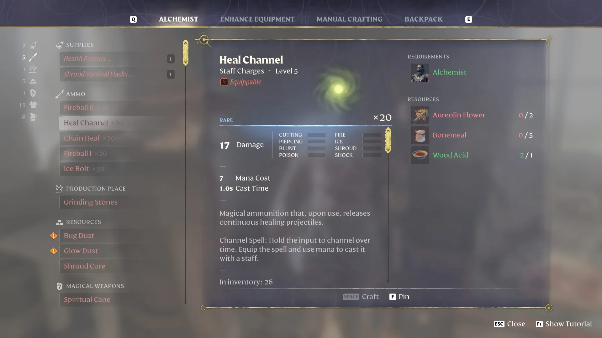 enshrouded heal channel staff charge