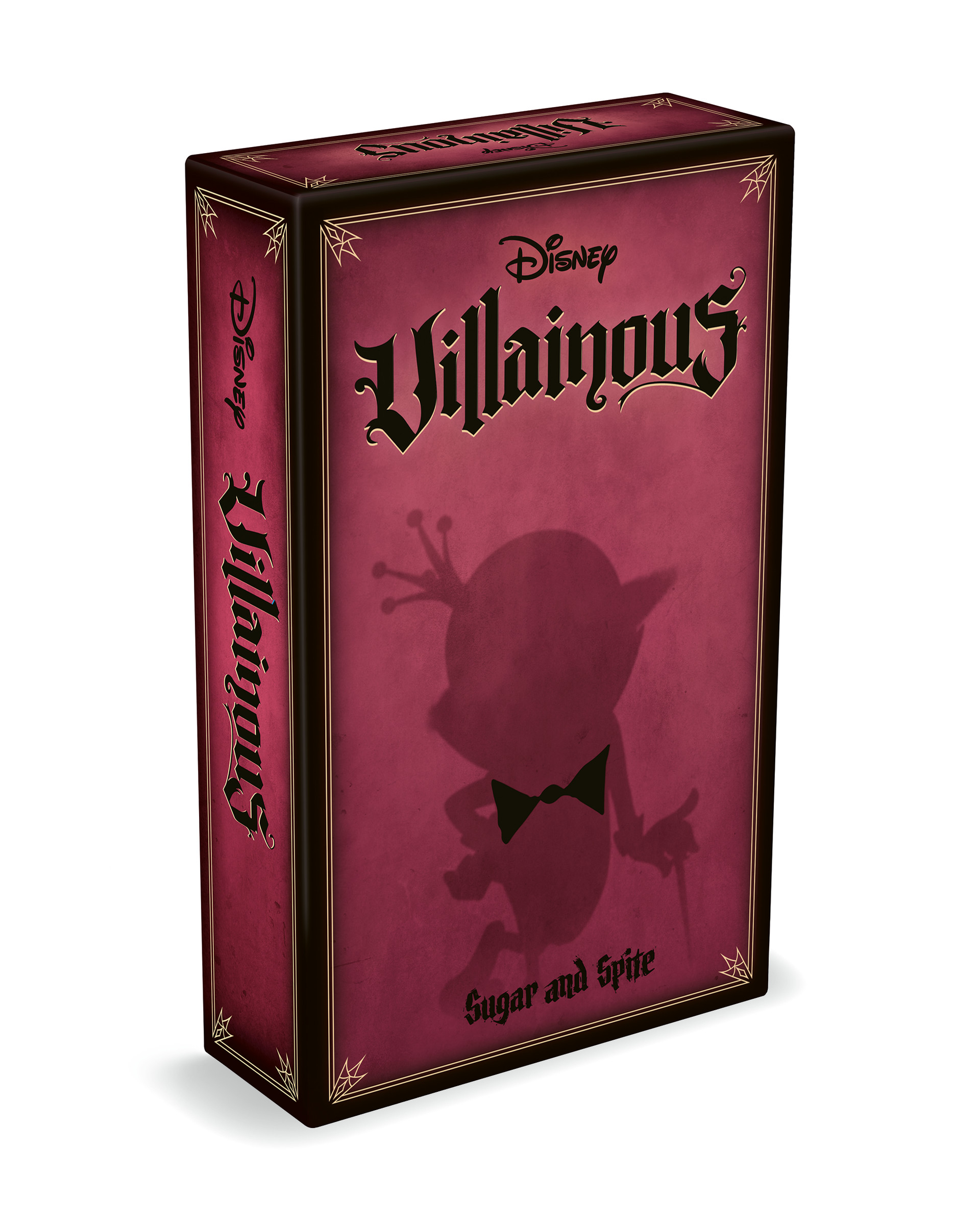 迪士尼恶棍：糖果与恶意扩展包的包装，呈红色，附有《无敌破坏王》中糖果王的剪影