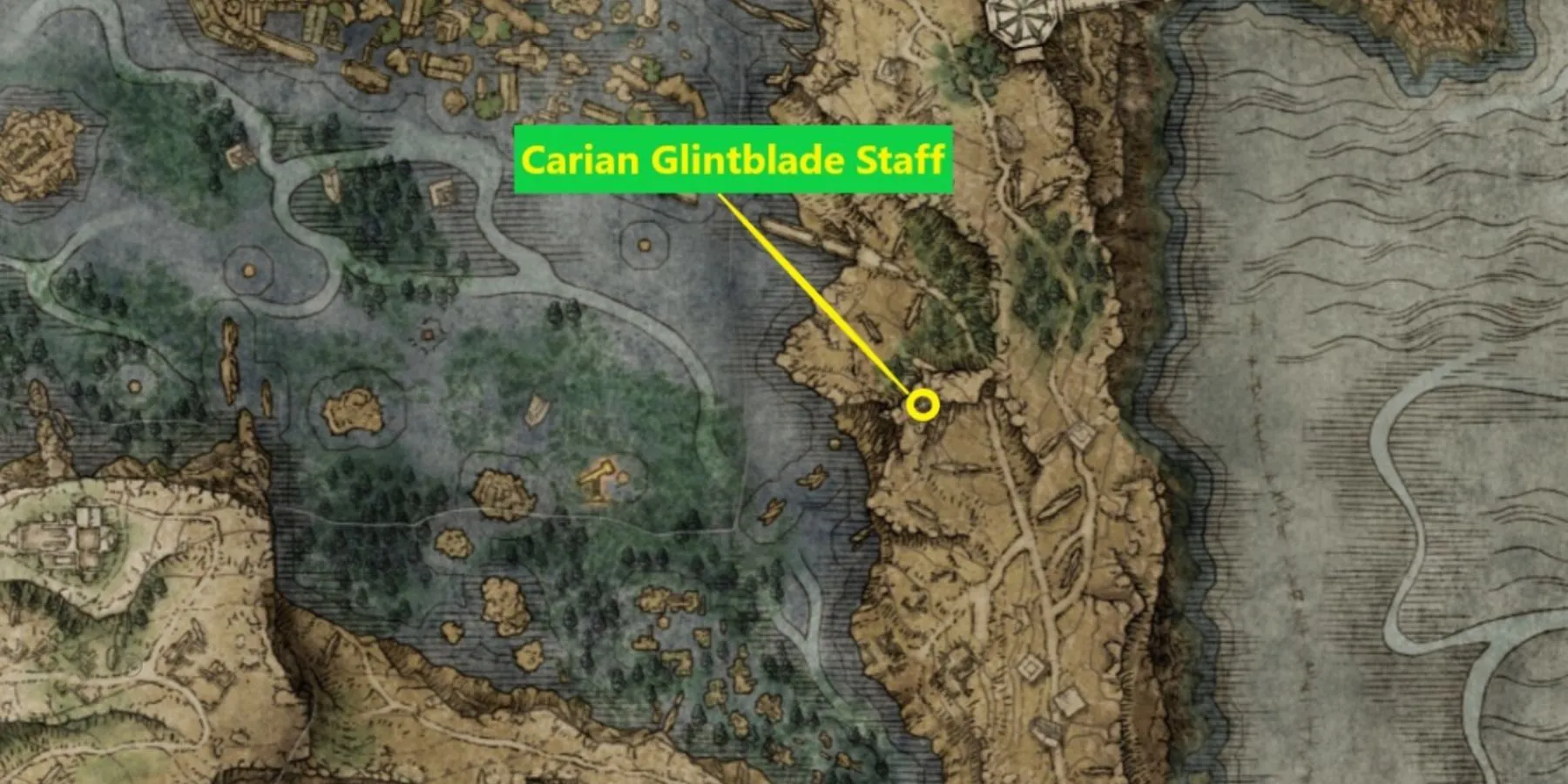 Elden Ring 中卡利安光刃杖在地图上的位置