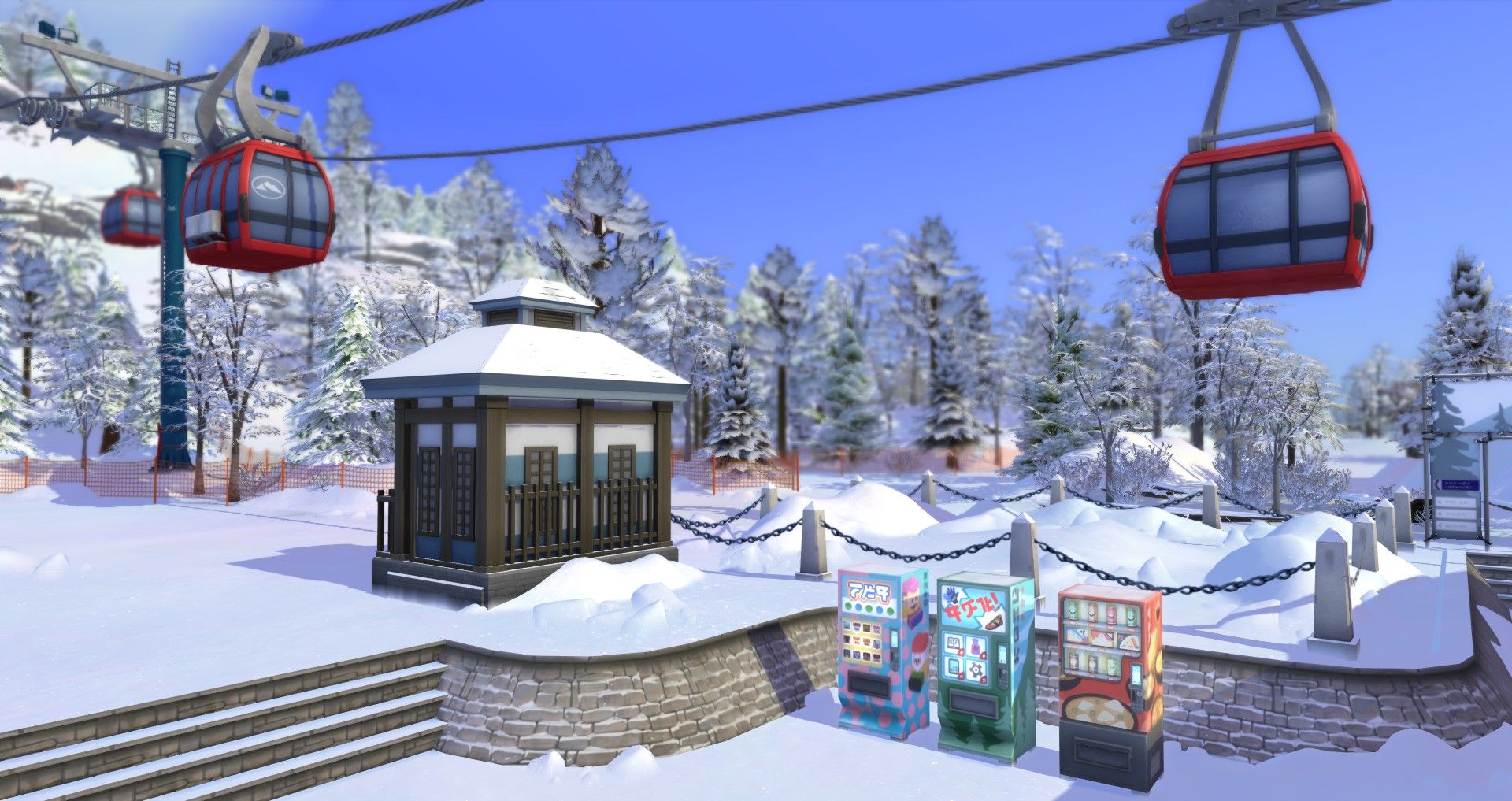 Le macchine distributrici a Yukimatsu sul Monte Komorebi di The Sims 4 Snowy Escape