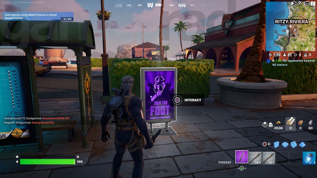 Перепрограммирование одного из голографических плакатов набора Foot Clan в Fortnite