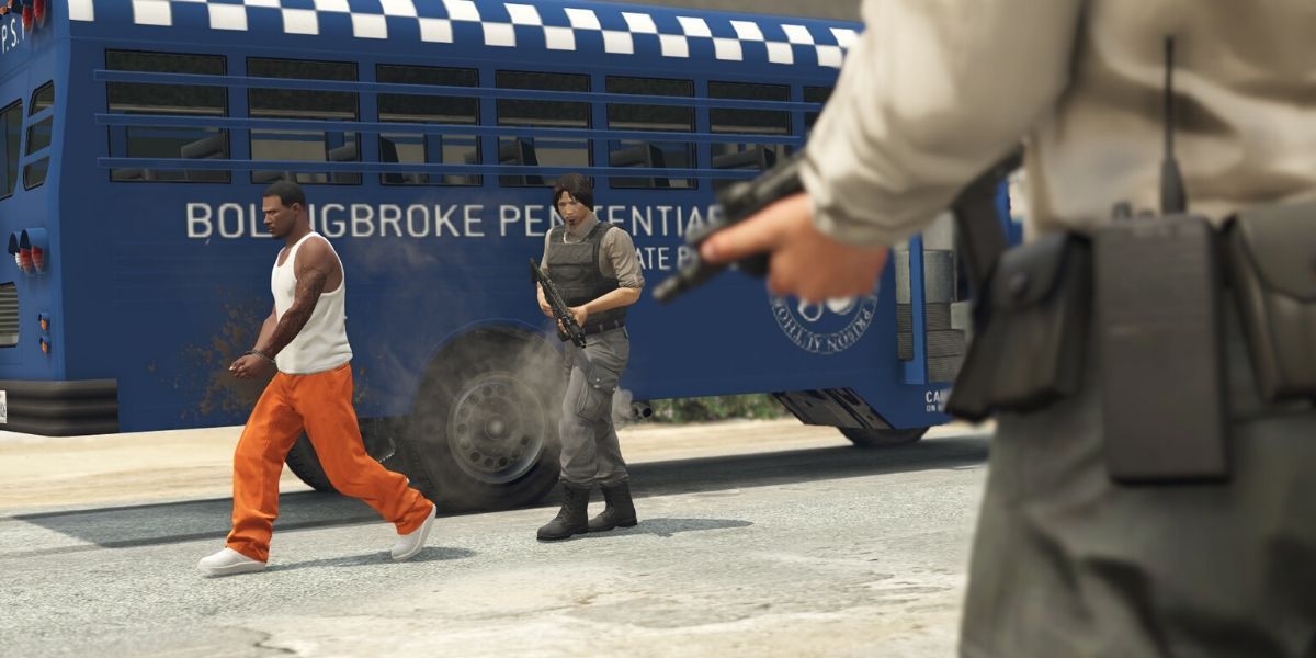 Policía de Grand Theft Auto con automóvil