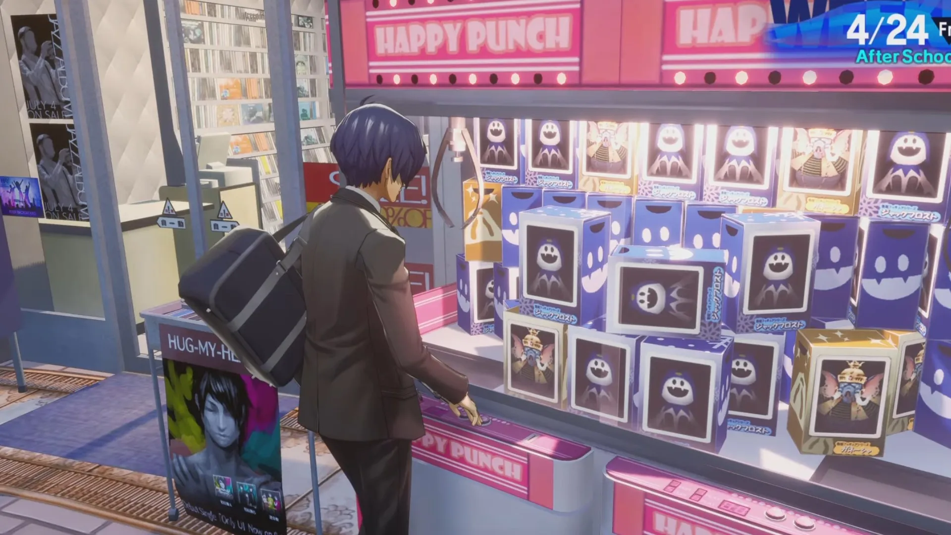 The protagonist plays the Crane Game in Persona 3 Reload.