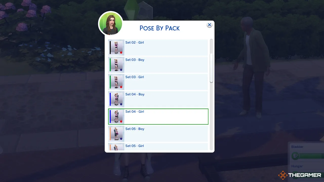 Las opciones de poses en Sims 4 con conjuntos de niño y niña