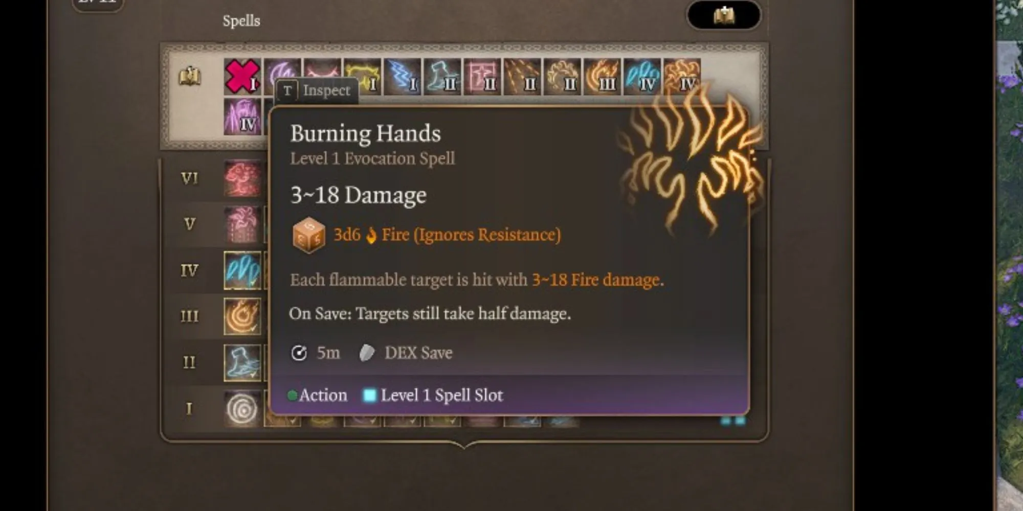The Burning Hands spell in Baldur’s Gate 3