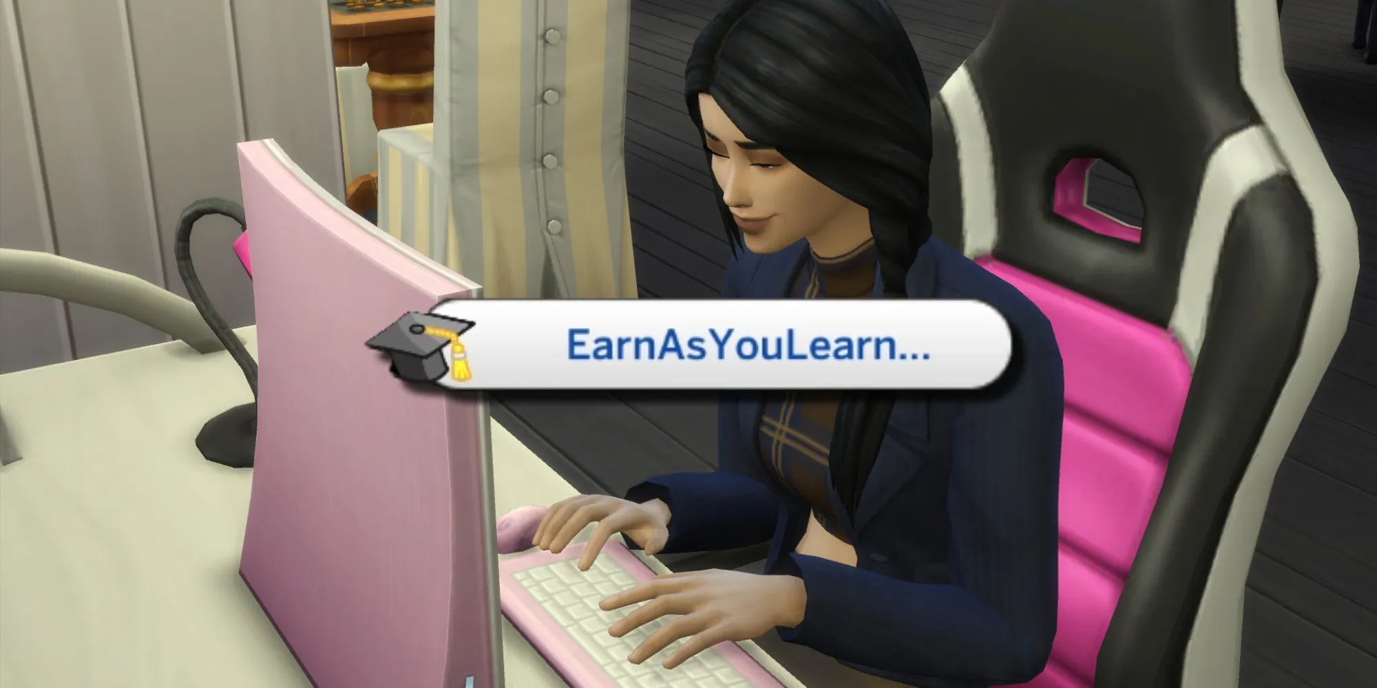 Studia abilità per le carriere online con la mod Apprendistato Online 'Guadagna Mentre Impari' per The Sims 4.