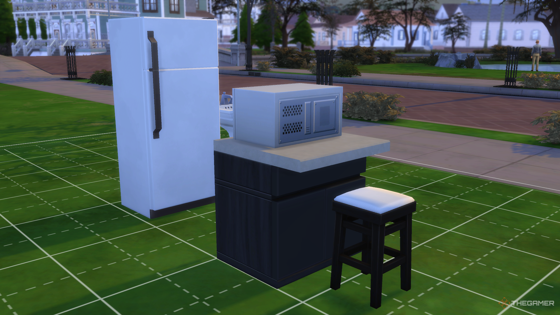 在《模拟人生4》中摆放在前院的厨房家具和电器