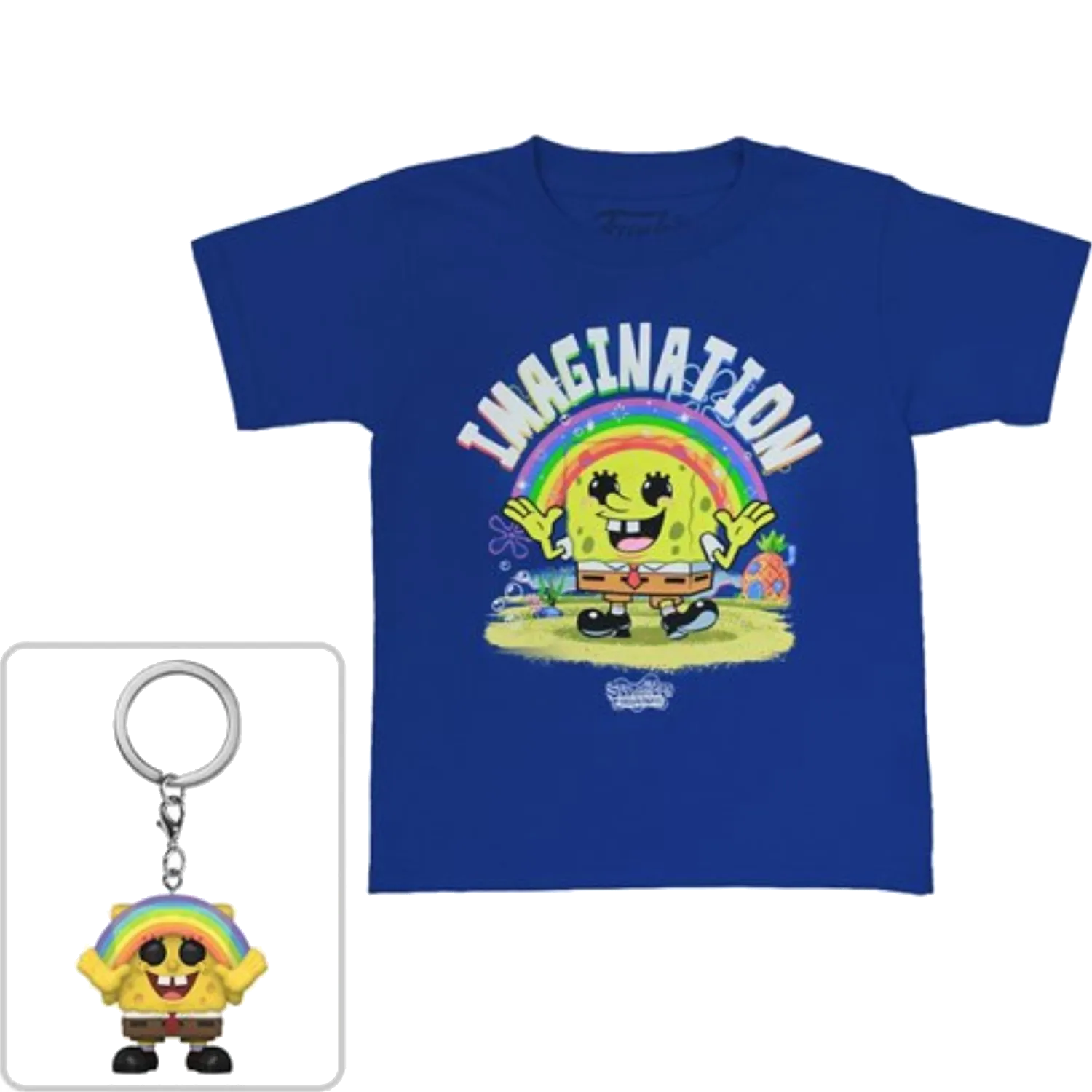 Maglietta e portachiavi Imagination Funko di SpongeBob