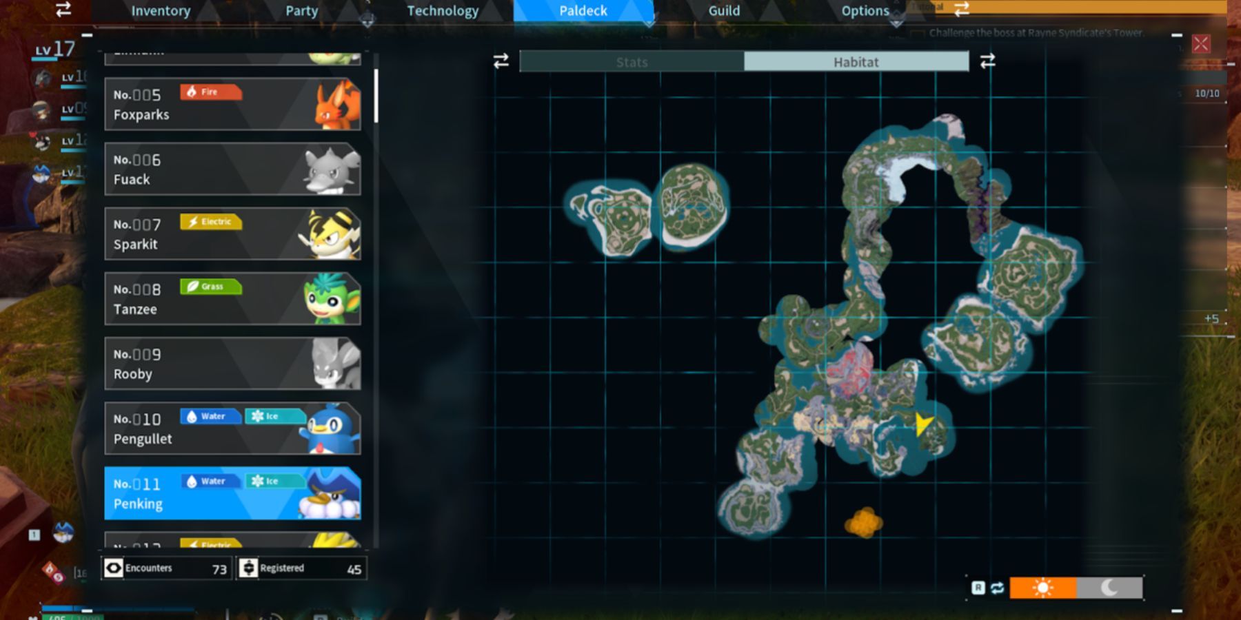Palworld: Area di spawn di Penking sulla mappa