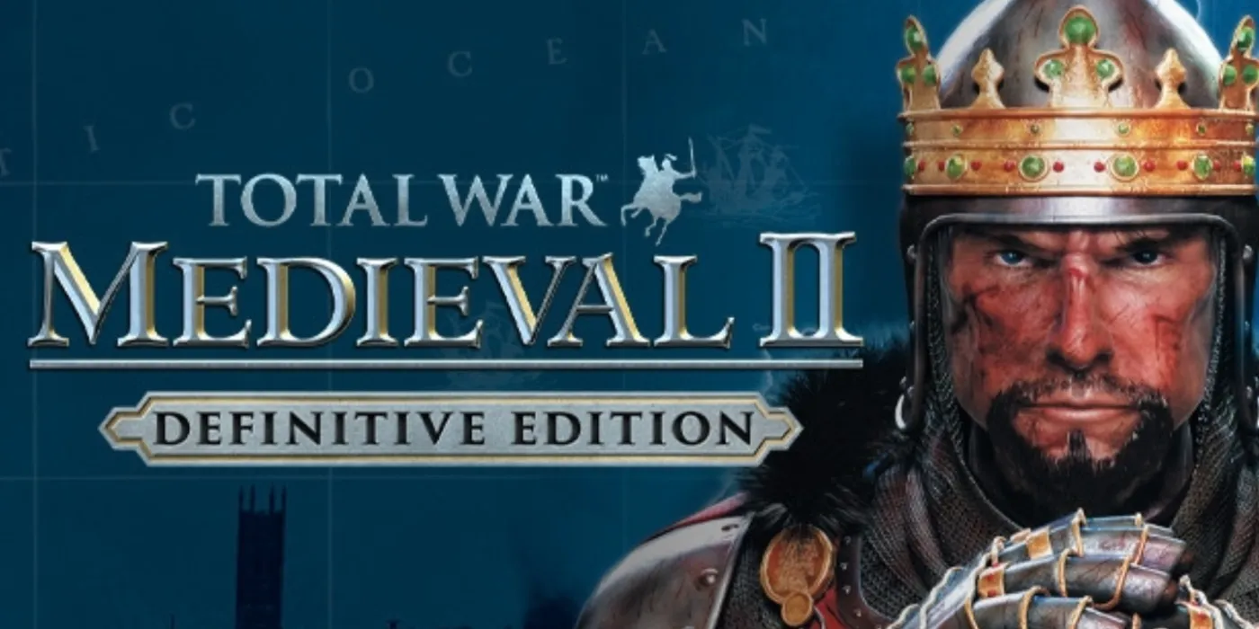 Total War Medieval II Definitive Edition Steam 페이지 이미지, 갑옷을 입은 왕이 카메라를 쳐다봅니다.