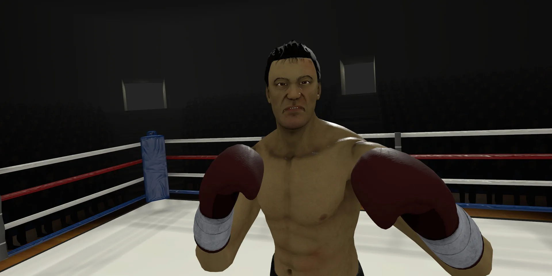 Un boxeur en colère avec les poings levés dans Thrill of the Fight