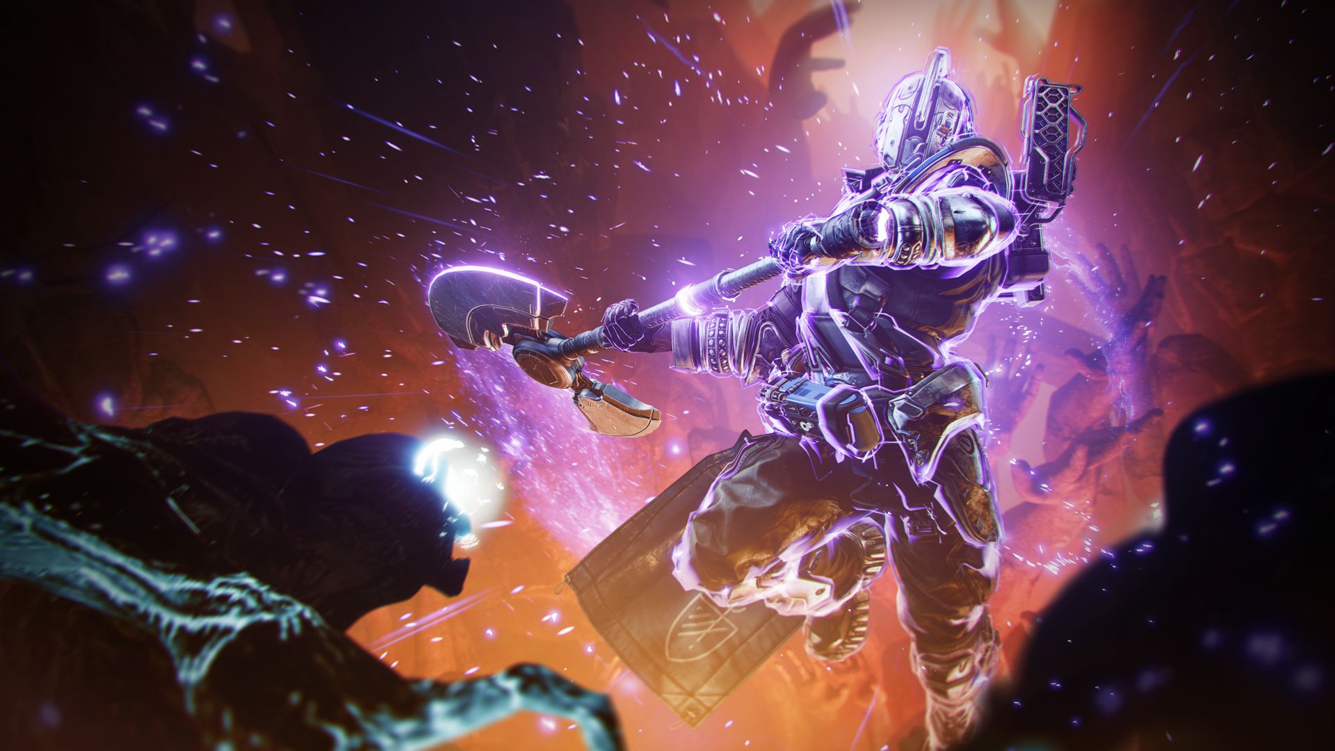Un Titano impugna un'enorme ascia Void in Destiny 2: The Final Shape