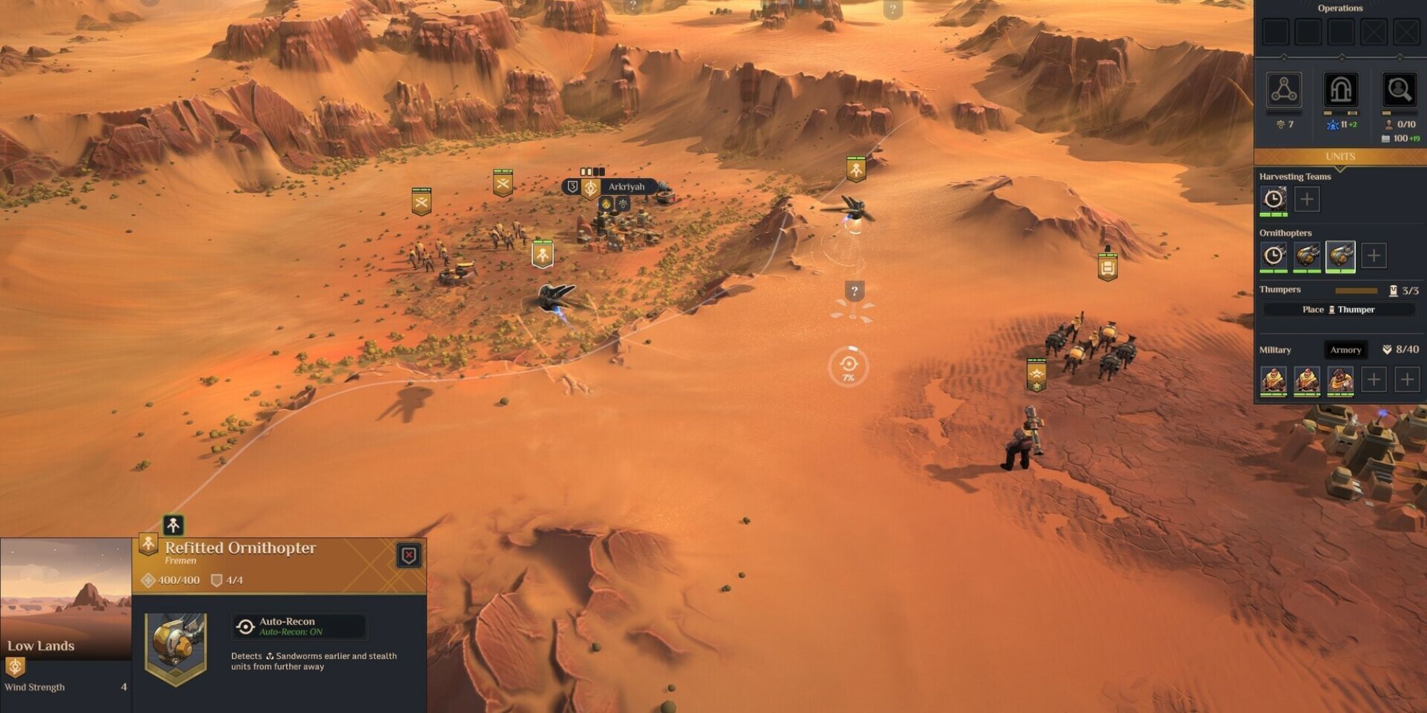 Un joueur observant un petit peuplement dans Dune: Spice Wars