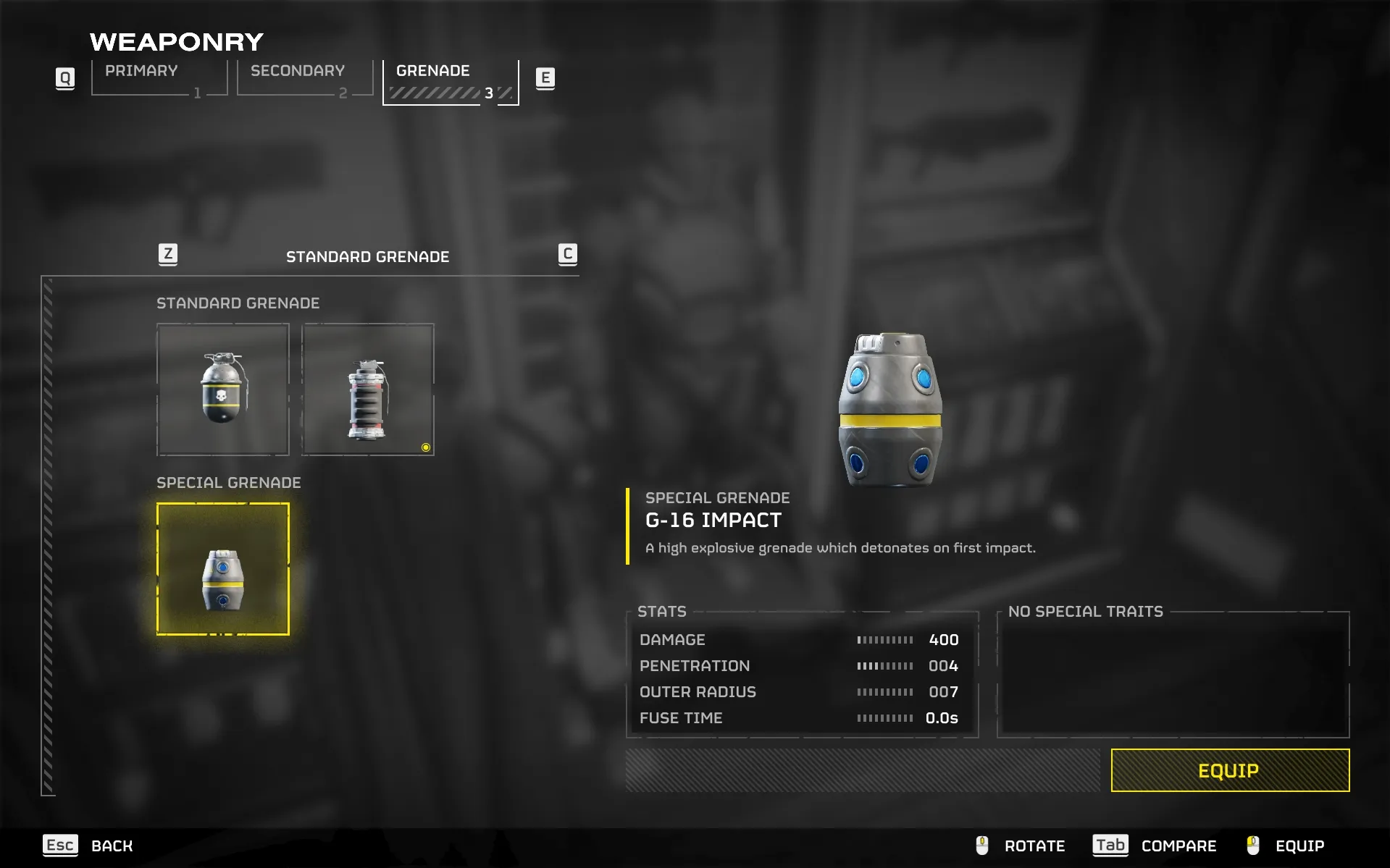 G-16 Impact Special Grenade in Armory of Helldivers 2