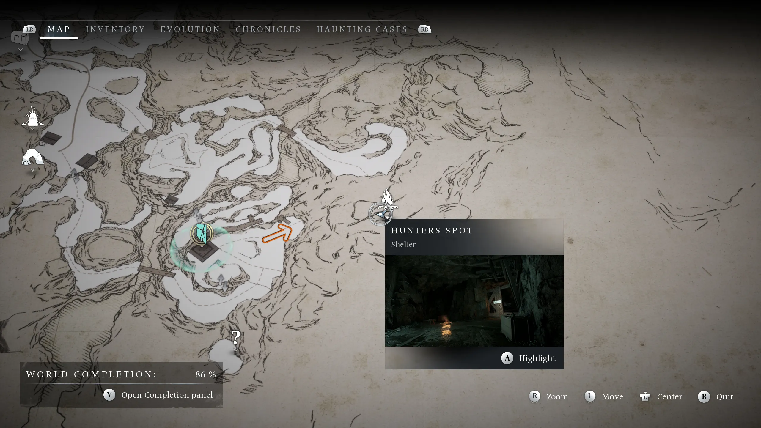 Карта, показывающая местоположение ключа к Сундуку путешественника - Banishers Ghosts of New Eden
