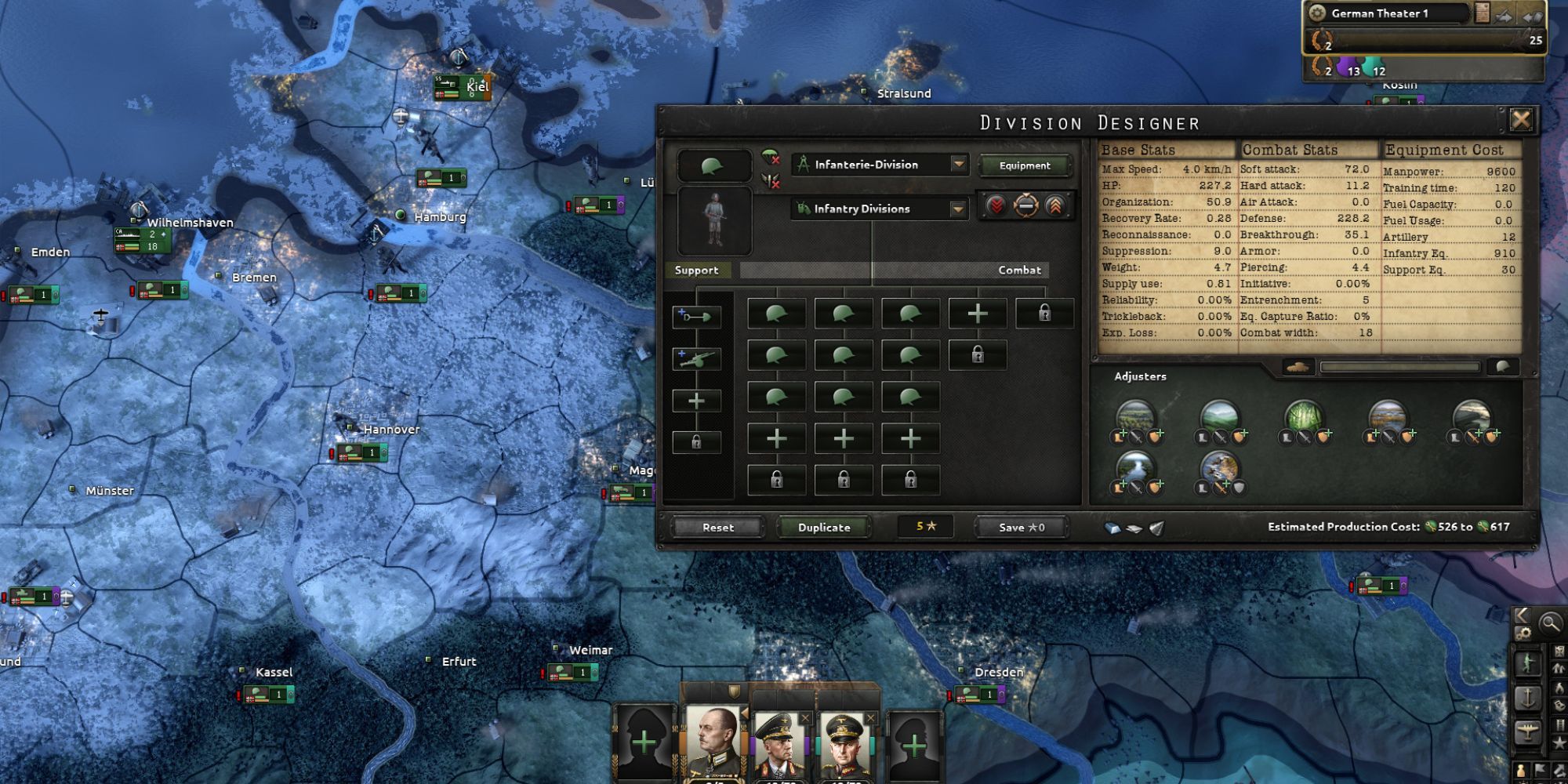 A player looking at the Division DesGameTopicer in Hearts of Iron 4